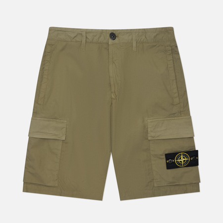 Мужские шорты Stone Island Stretch Cotton Tela Paracadute Regular Cargo, цвет оливковый, размер 36