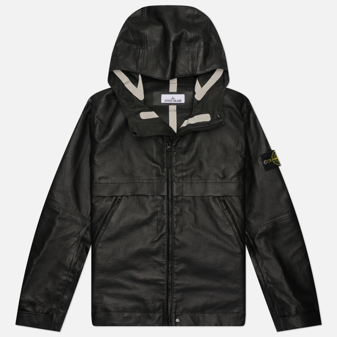 Мужская демисезонная куртка Stone Island Leather Organza Hooded