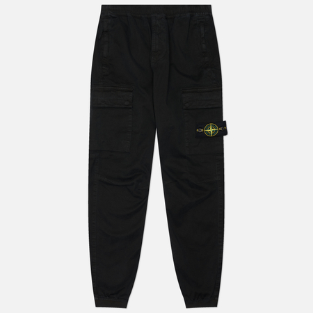 Мужские брюки Stone Island Stretch Organic Broken Twill Cotton Old Effect Regular Tapered Jogger, цвет чёрный, размер 34