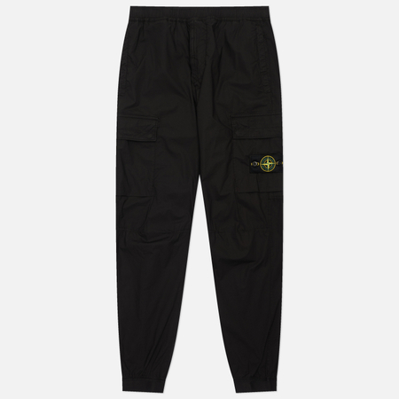 Мужские брюки Stone Island Stretch Cotton Canvas Cargo Regular Tapered, цвет чёрный