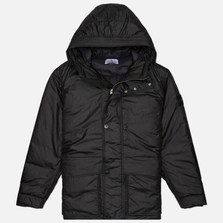 Мужской пуховик Stone Island Crinkle Reps NY Down-TC Hooded, цвет чёрный, размер L