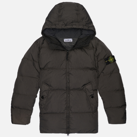 Мужской пуховик Stone Island Crinkle Reps NY Wind-Resistant Hooded, цвет серый, размер M