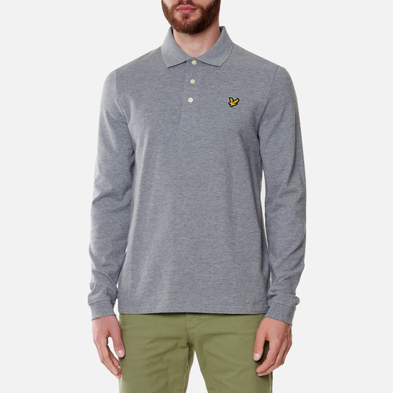 Мужской лонгслив Lyle & Scott LS Polo Mid Grey Marl