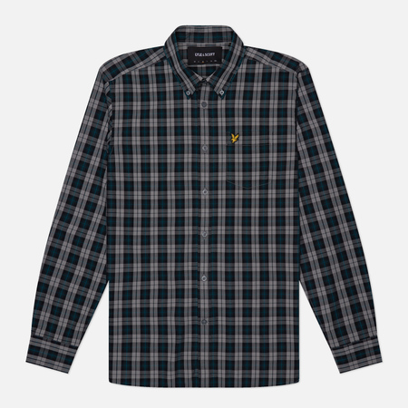  Мужская рубашка Lyle & Scott Washed Check Poplin, цвет серый, размер XL