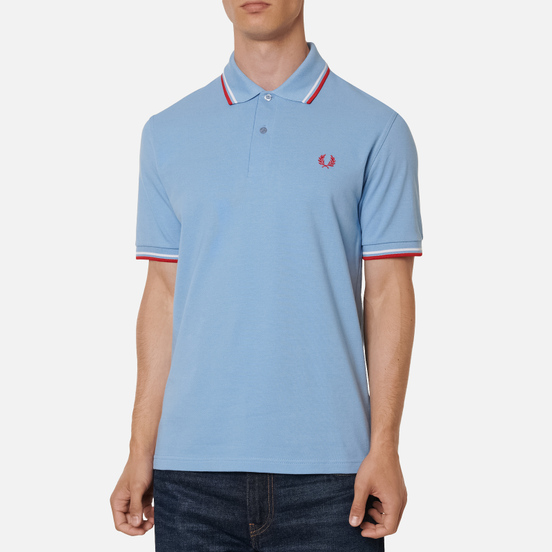 Мужское поло Fred Perry M12 Sky/White/Bright Red