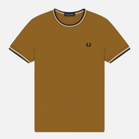 Мужская футболка Fred Perry Twin Tipped, цвет коричневый, размер S