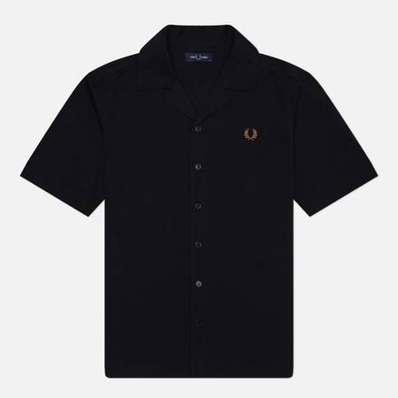 Мужская рубашка Fred Perry Compress Mesh Revere Collar, цвет чёрный, размер XXL