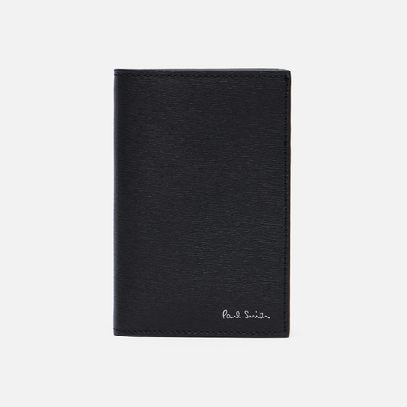 Кошелек Paul Smith Straw-Grain Embossed Leather Contrast, цвет чёрный