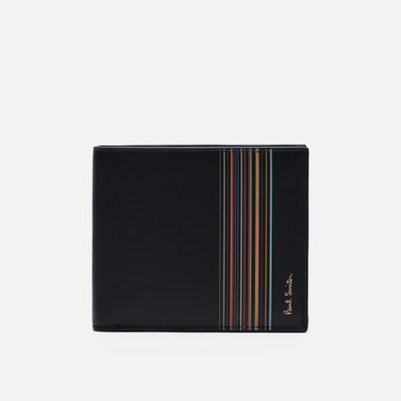 Кошелек Paul Smith Leather Signature Stripe Block Billfold, цвет чёрный