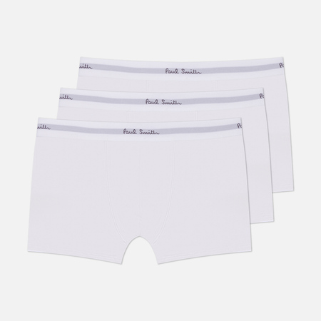 Нижнее белье  Brandshop Комплект мужских трусов Paul Smith Organic Cotton Boxer Briefs 3-Pack, цвет белый, размер L