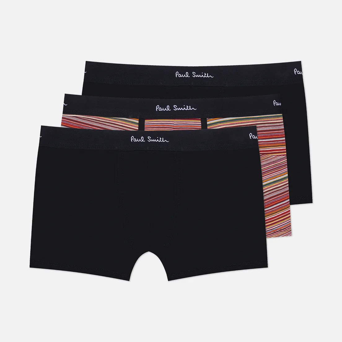 Paul Smith Комплект мужских трусов Organic Cotton Black Mixed Stripe Boxer Briefs 3-Pack