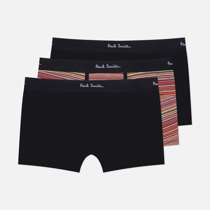 Комплект мужских трусов Paul Smith Organic Cotton Black Mixed Stripe Boxer Briefs 3-Pack