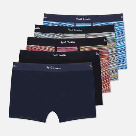 Комплект мужских трусов Paul Smith Organic Cotton Signature Stripe & Plain Boxer Briefs 5-Pack, цвет комбинированный