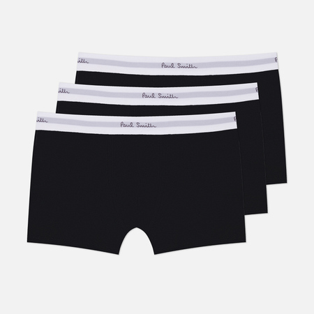 Нижнее белье Комплект мужских трусов Paul Smith Organic Cotton White Band Boxer Briefs 3-Pack, цвет чёрный, размер L