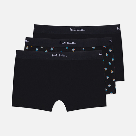 Нижнее белье  Brandshop Комплект мужских трусов Paul Smith Organic Cotton Robot Boxer Briefs 3-Pack, цвет чёрный, размер S