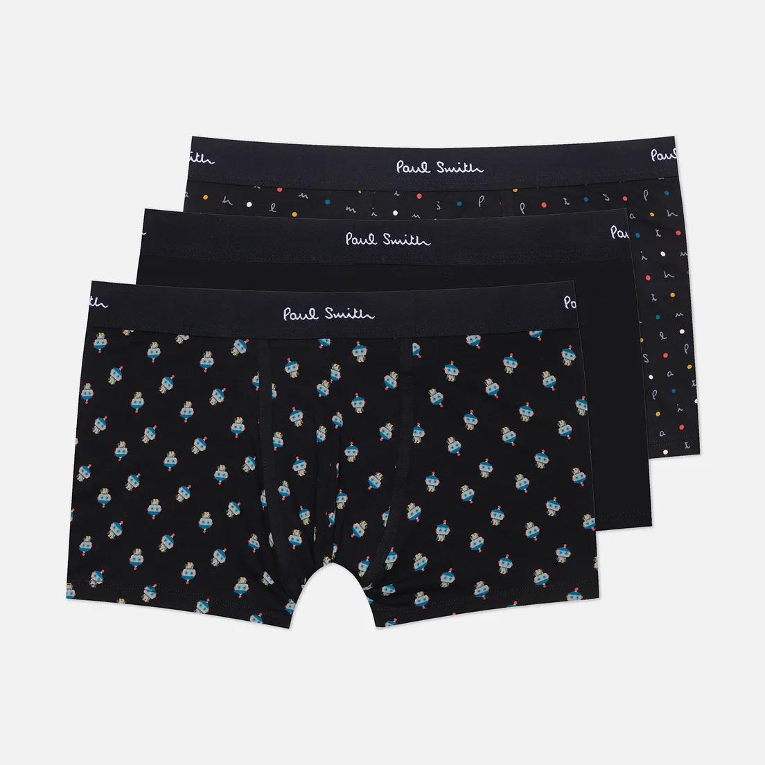 Paul Smith Комплект мужских трусов Organic Cotton Robot & Alphabet Boxer Briefs 3-Pack