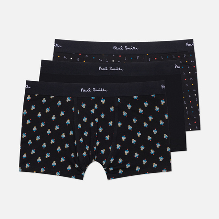 Нижнее белье  Brandshop Комплект мужских трусов Paul Smith Organic Cotton Robot & Alphabet Boxer Briefs 3-Pack, цвет чёрный, размер M