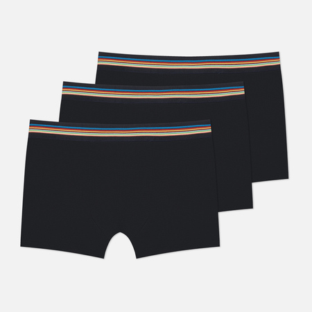 Нижнее белье Комплект мужских трусов Paul Smith Organic Cotton Signature Stripe Band Boxer Briefs 3-Pack, цвет чёрный, размер L