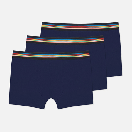 Нижнее белье Комплект мужских трусов Paul Smith Organic Cotton Signature Stripe Band Boxer Briefs 3-Pack, цвет синий, размер L