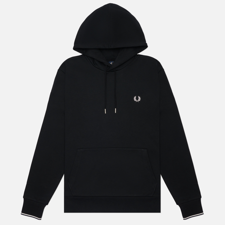 Мужская толстовка Fred Perry Tipped Hoodie, цвет чёрный, размер XXL