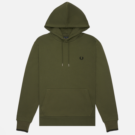 Мужская толстовка Fred Perry Tipped Hoodie, цвет оливковый, размер XL