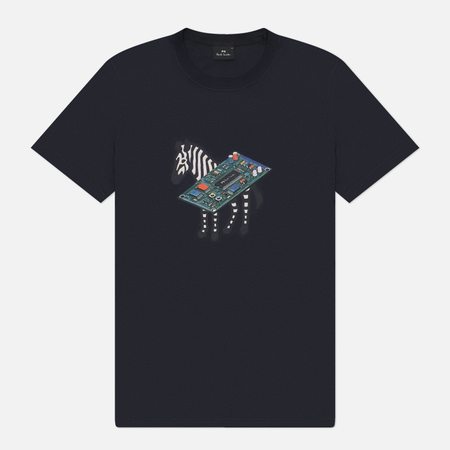 Мужская футболка Paul Smith Slim Fit Circuit Zebra, цвет синий, размер S