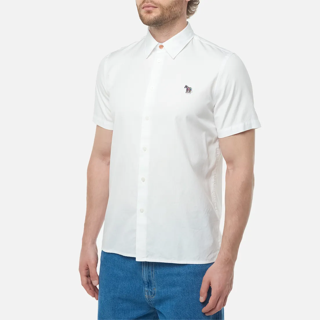 Paul Smith Мужская рубашка Zebra Logo Casual Fit Short Sleeve