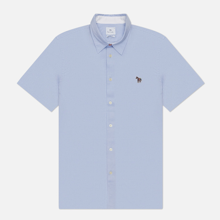  Мужская рубашка Paul Smith Zebra Logo Casual Fit Short Sleeve, цвет голубой, размер S
