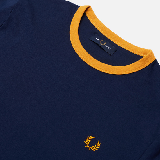 Мужская футболка Fred Perry Ringer Carbon Blue/White