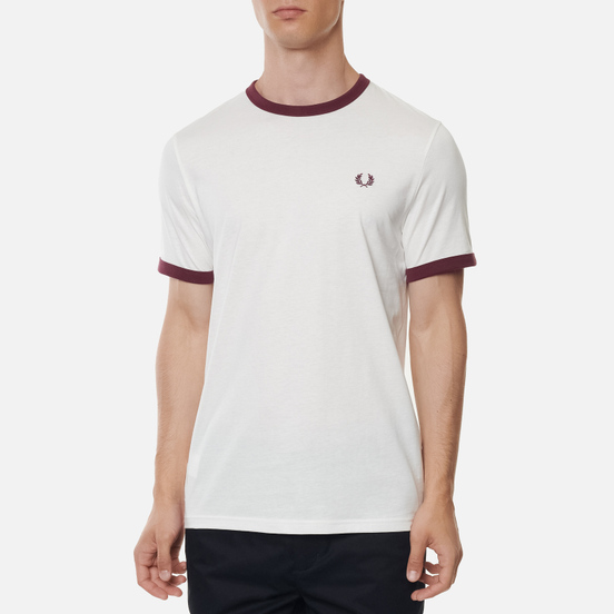 Мужская футболка Fred Perry Ringer Snow White/Black/Black
