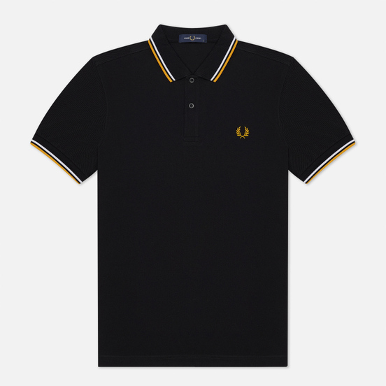 Мужское поло Fred Perry M3600 Twin Tipped Black/White/Gold