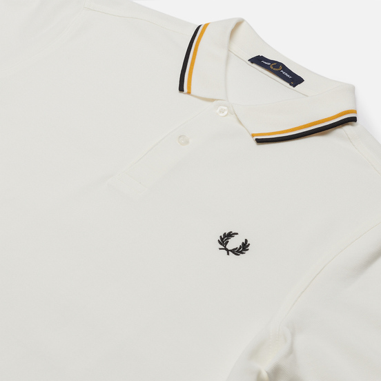 Мужское поло Fred Perry M3600 Twin Tipped Snow White/Gold/Black