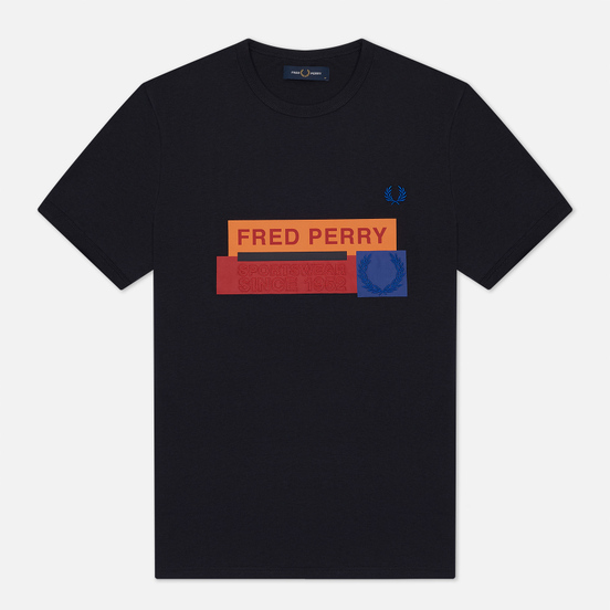 Мужская футболка Fred Perry Colour Block Mixed Graphic Navy