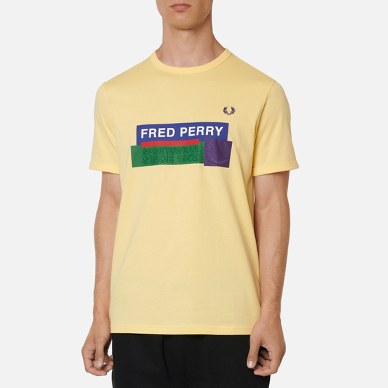 Мужская футболка Fred Perry Colour Block Mixed Graphic Daffodil