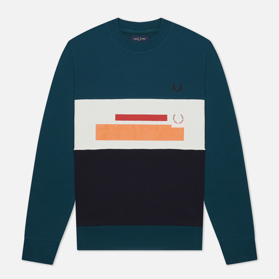 Мужская толстовка Fred Perry Colour Block Mixed Graphic Petrol Dreams