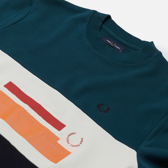 Мужская толстовка Fred Perry Colour Block Mixed Graphic Petrol Dreams