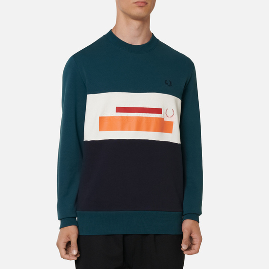 Мужская толстовка Fred Perry Colour Block Mixed Graphic Petrol Dreams
