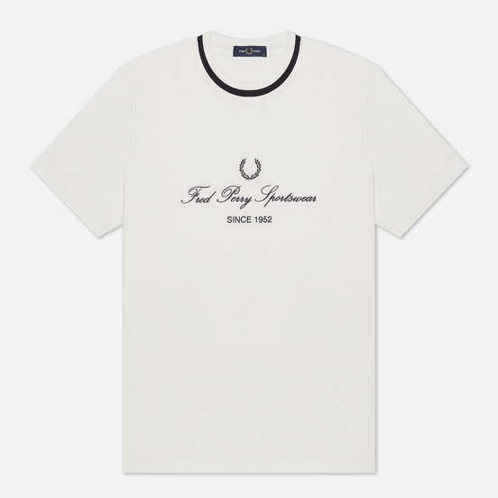 Мужская футболка Fred Perry Modernist Streetwear Script Embroidered Snow White