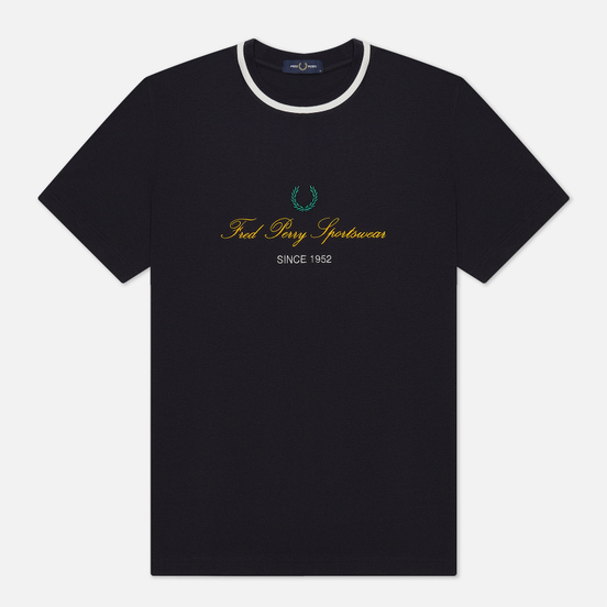 Мужская футболка Fred Perry Modernist Streetwear Script Embroidered Navy
