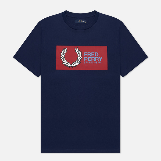 Мужская футболка Fred Perry Logo Colour Block Carbon Blue