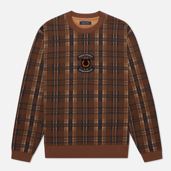 Мужская толстовка Fred Perry Shield Checked Caramel