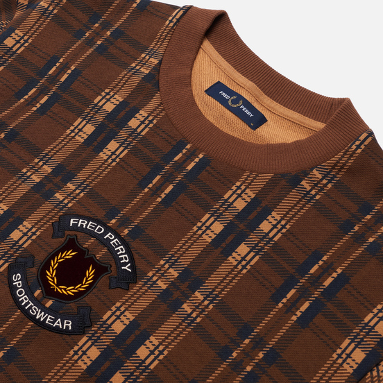 Мужская толстовка Fred Perry Shield Checked Caramel