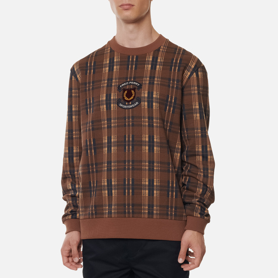 Мужская толстовка Fred Perry Shield Checked Caramel