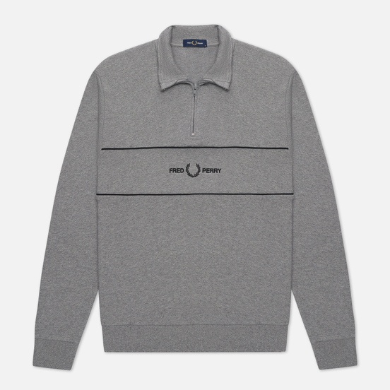 Мужская толстовка Fred Perry Embroidered Panel Half Zip Steel Marl