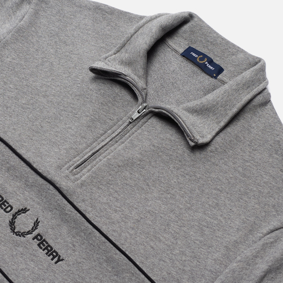 Мужская толстовка Fred Perry Embroidered Panel Half Zip Steel Marl