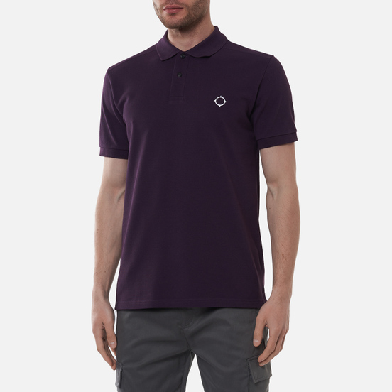 Мужское поло MA.Strum Pique Embroidered ID Aubergine