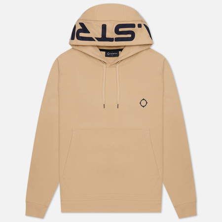 фото Мужская толстовка ma.strum hoodie logo print, цвет бежевый, размер s