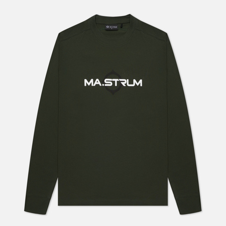 Мужской лонгслив MA.Strum Logo Print, цвет оливковый, размер M