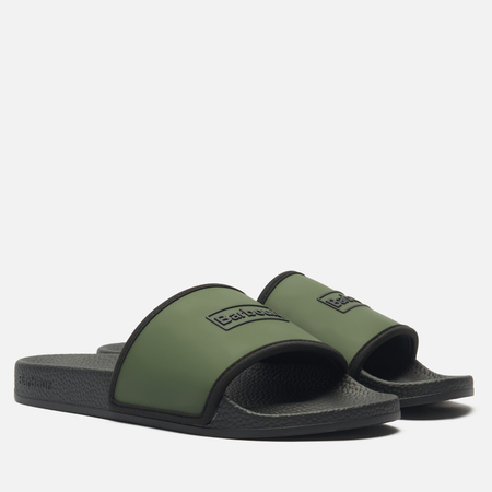 фото Мужские сланцы barbour cresswell slider, цвет оливковый, размер 45 eu