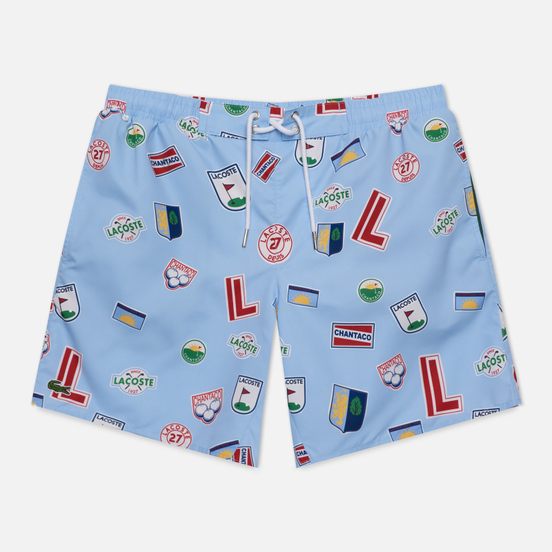 Мужские шорты Lacoste Lace-Up Waist Print Swim Nattier Blue/White